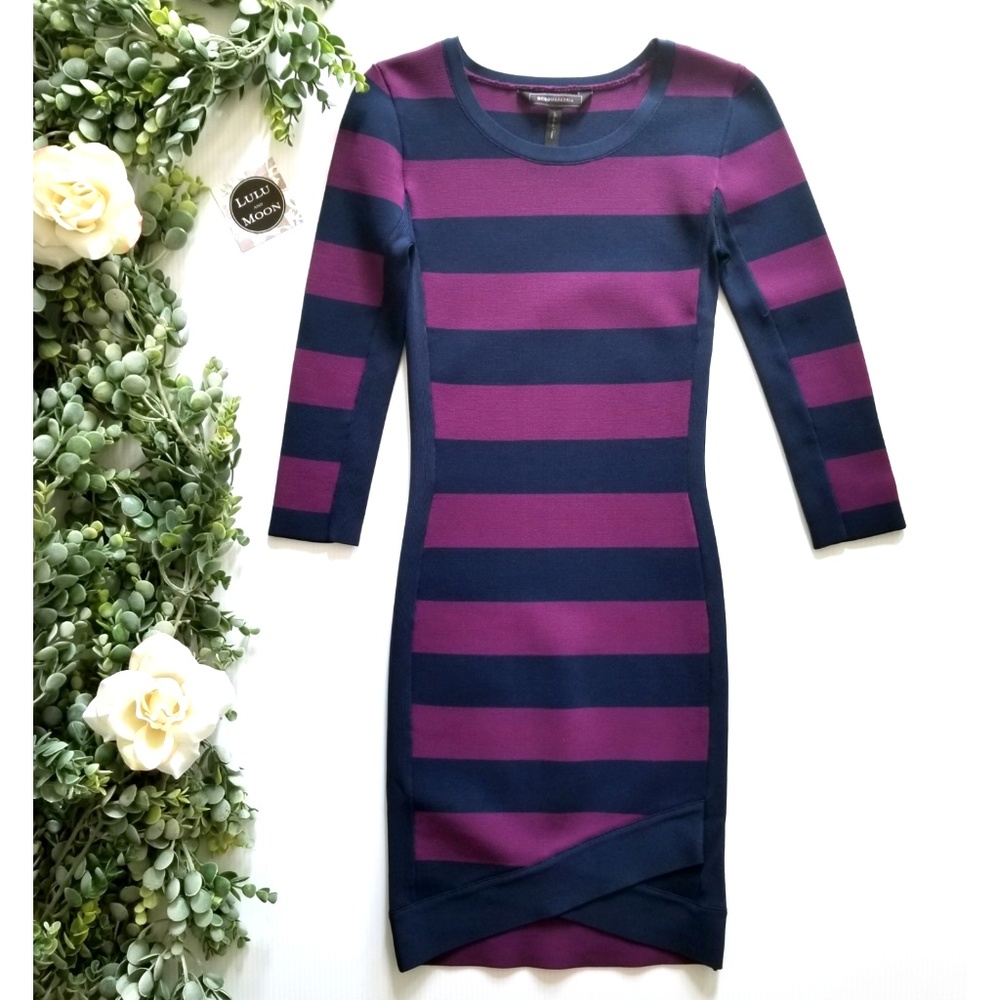 Bcbg Maxazria blue and purple stripe dress size XS
